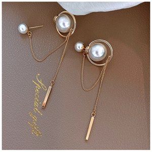 INS Style Geometric Long Fringe Luxury Pearl Earrings